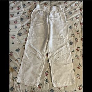 H&M White Wide Cut Linen Blend Pants